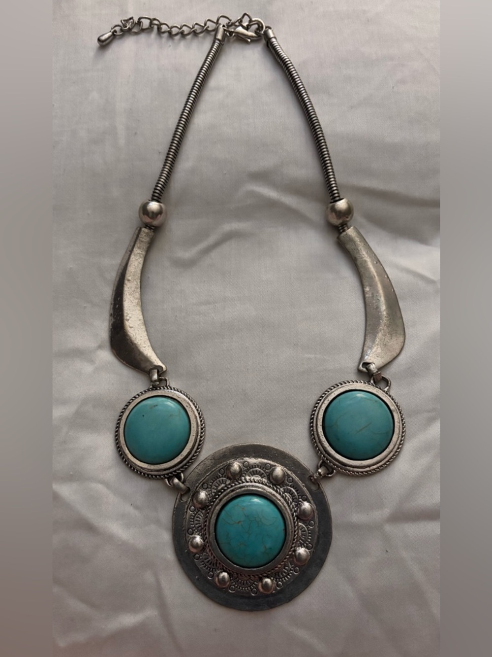 Sterling-Style Turquoise Statement Necklace - Blue